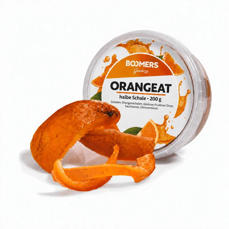 Orangeat, frische halbe Schalen